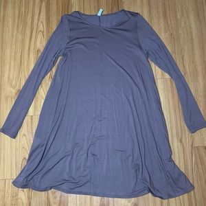 Brown Super Soft Long Sleeve t-shirt dress